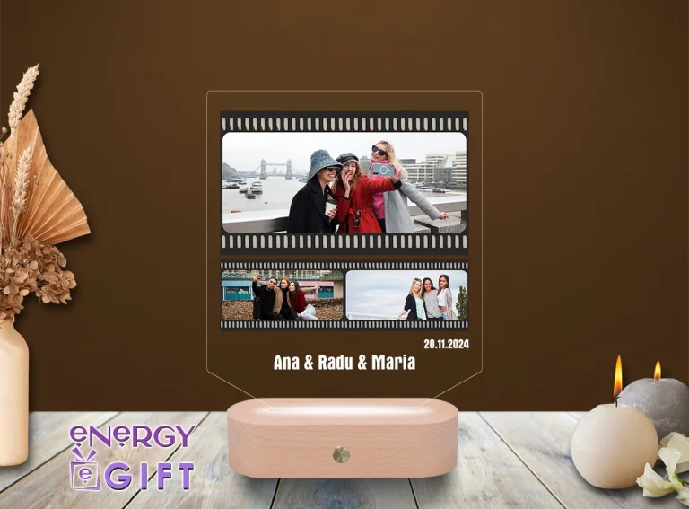 lampa led personalizata cu poza colaj tip rola de film cadou cu amintiri unice